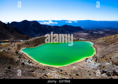 Vista sui laghi smeraldo sulla Tongariro Alpine Crossing in Nuova Zelanda Foto Stock