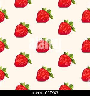 Modello senza cuciture bianche di fragole, vettore Illustrazione Vettoriale