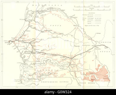 SENEGAL: il Senegal e il quartiere di Dakar: Senegal, 1944 Vintage map Foto Stock