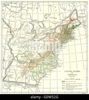 USA: noi nel 1790-1800, 1942 Vintage map Foto Stock