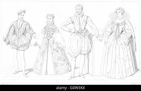 Francia: Charles IX Elisabeth d'Autriche 1575; Henri IV Marie Medicis 1600, 1875 Foto Stock