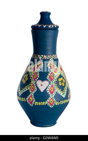 Decorate egiziano colorato vaso in ceramica (in arabo: Kolla) Foto Stock