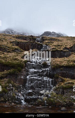 Cascate gelate in Glen etive. inverno 2016. Foto Stock