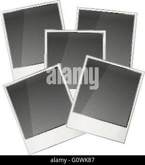 Cinque realistico polaroid photo frame su bianco Illustrazione Vettoriale