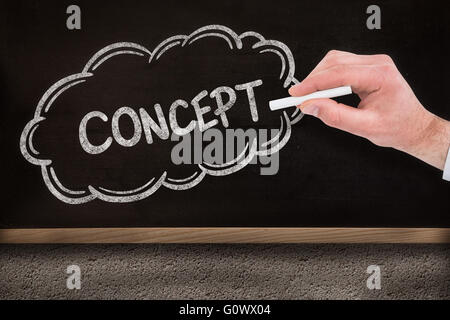 Immagine composita di imprenditore iscritto con gesso bianco Foto Stock