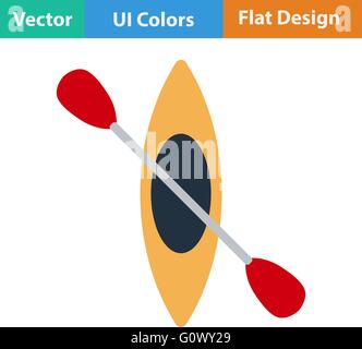 Design piatto icona del kayak e pagaia in ui di colori. Illustrazione Vettoriale. Illustrazione Vettoriale