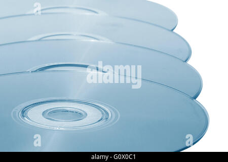 Dvd/CD in una linea con una tonalità blu Foto Stock