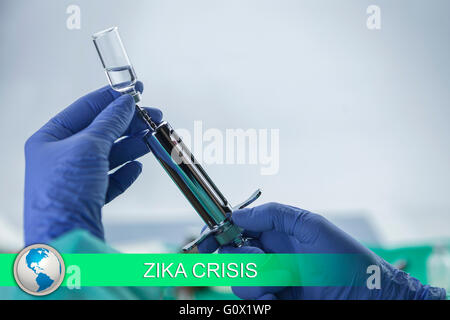 Digital composito di Zika notizie flash con immagini mediche Foto Stock