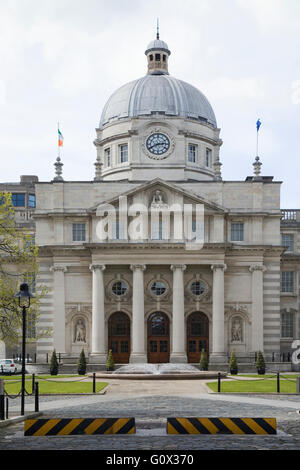 Dail Eireann, Dublino, Irlanda. Irlandese, governo, vista in alzato frontale, casa del governo irlandese, Edifici governativi Foto Stock