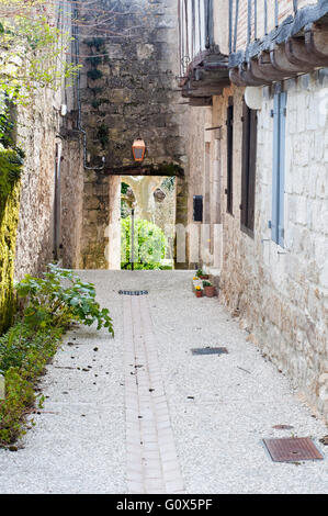 Vista del villaggio di La Romieu. Gers. La Francia. Foto Stock