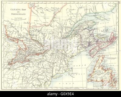 CANADA: Oriente & Terranova New Brunswick Nova Scotia Quebec Ontario, 1897 Mappa Foto Stock