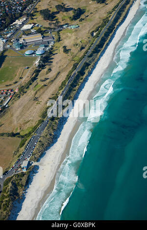 La spiaggia di St Kilda, e Chisholm Park Campo da Golf, Dunedin, Otago, South Island, in Nuova Zelanda - aerial Foto Stock