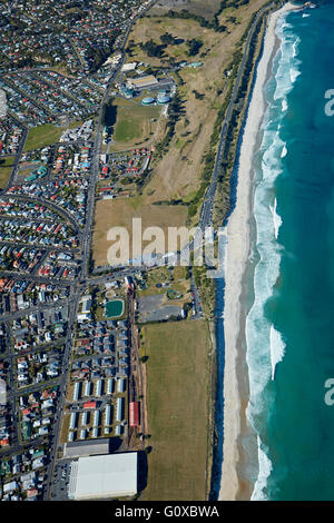 La spiaggia di St Kilda, Bollitore Park, e Chisholm Park Campo da Golf, Dunedin, Otago, South Island, in Nuova Zelanda - aerial Foto Stock