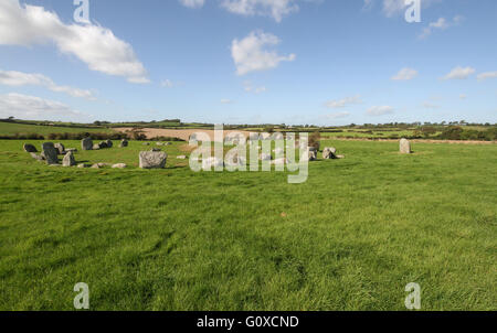 Ballynoe Stone Circle vicino a Downpatrick nella contea di Down. Foto Stock