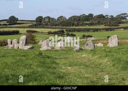 Ballynoe Stone Circle vicino a Downpatrick nella contea di Down. Foto Stock