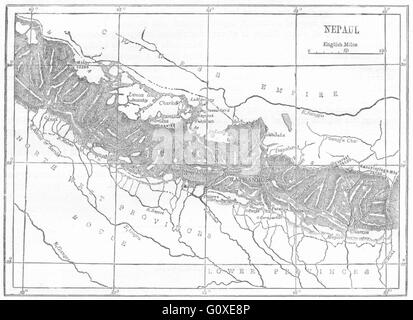 NEPAL: Mappa del Nepal, c1880 Foto Stock