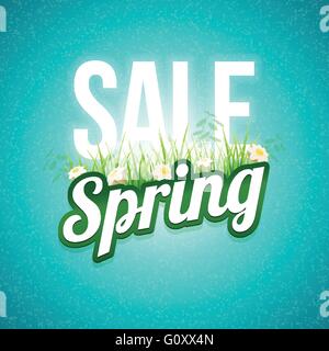 La molla vendita Poster Design modello. Gli elementi sono stratificati separatamente in file vettoriale. Illustrazione Vettoriale