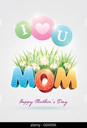 Giornata della madre Poster Design modello. Gli elementi sono stratificati separatamente in file vettoriale. Illustrazione Vettoriale