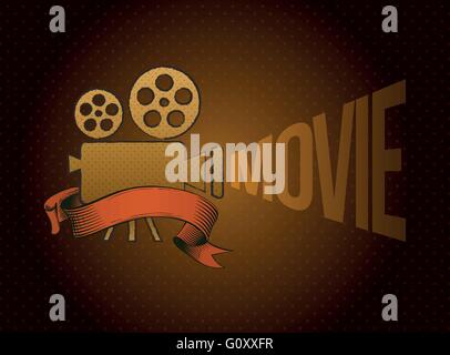 Vector proiettore video. Vintage movie concetto. Illustrazione Vettoriale
