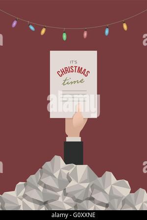 Natale in ufficio. Vettore stile piatto illustrazione. Illustrazione Vettoriale