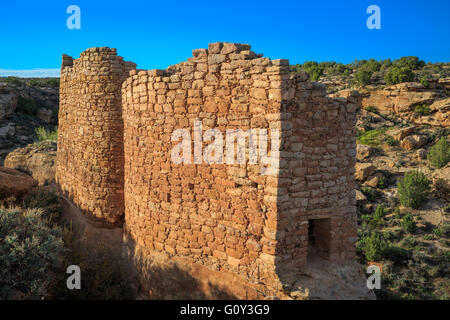 Torri gemelle a Hovenweep National Monument, Utah Foto Stock