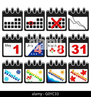 Icone del calendario Illustrazione Vettoriale