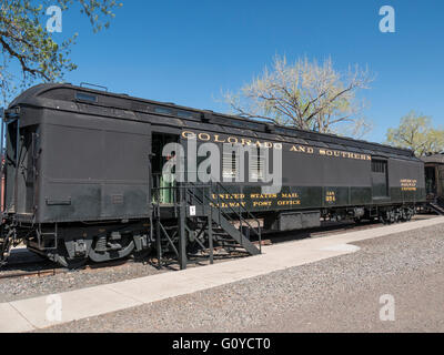 Railway Post Office auto # 254, Colorado Railroad Museum, Golden, Colorado. Foto Stock