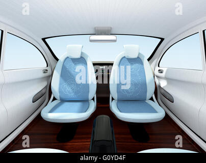 Auto-guida auto concetto interno. Sedili anteriori potrebbe girare all'indietro. Contribuire a migliorare la comunicazione. Il rendering 3D'immagine. Foto Stock