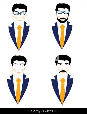Set di icone uomini su sfondo bianco è isolato Illustrazione Vettoriale