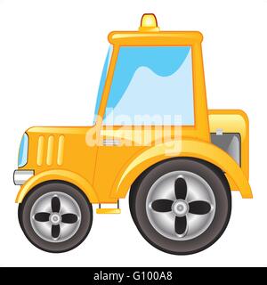 Illustrazione Vettoriale trattore giallo su sfondo bianco Illustrazione Vettoriale