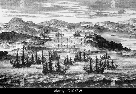 La flotta spagnola nel XVII secolo. Foto Stock