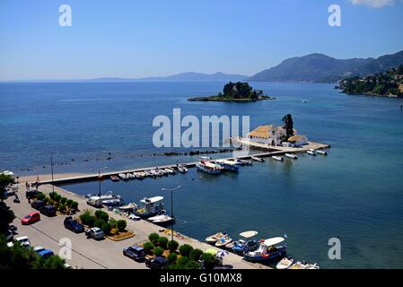 Vlacherna Monastery in Kanoni, Corfù, Grecia Foto Stock