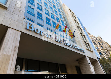 Borsa de Barcelona stock exchange facciata di edificio.Barcelona Stock Exchange Foto Stock