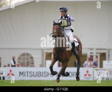 Badminton, UK. Il 7 maggio, 2016. Mitsubishi Motors Badminton Horse Trials. CCI4. Gemma Tattersall [GBR] equitazione anima Artico durante il cross country fase. Credito: Julie Priestley/Alamy Live News Foto Stock