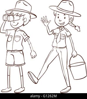 Maschio e femmina park rangers illustrazione Illustrazione Vettoriale