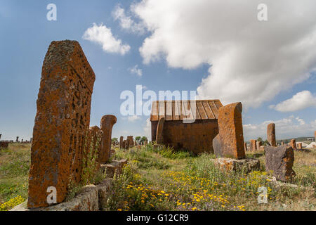 Lapidi presso il cimitero di Noratus in Armenia Foto Stock