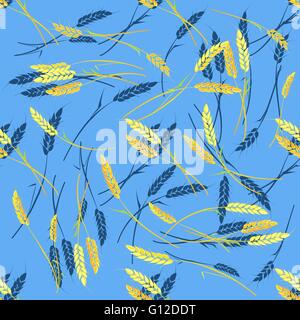Realistico spighe di grano. Mazzetto di grano nel vettore. Spighe mature, gioielli, orecchie grani, grani d'oro, per far crescere il grano. Illustrazione Vettoriale