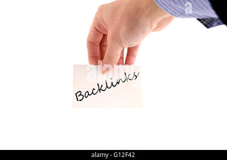 Backlinks testo concetto isolato su sfondo bianco Foto Stock