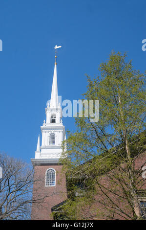 La guglia di Harvard Memorial Church, la Harvard University di Cambridge, Massachusetts, STATI UNITI D'AMERICA Foto Stock