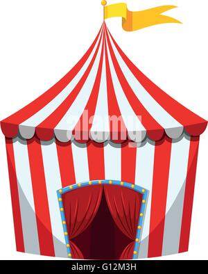 Circus in tenda a strisce rosse e bianche illustrazione Illustrazione Vettoriale