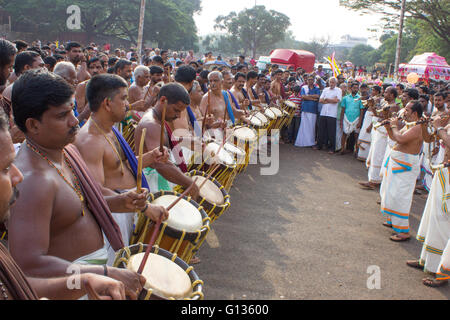 Panchavadyam a Thrissur Pooram Foto Stock