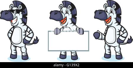 Mascotte Zebra felice Illustrazione Vettoriale