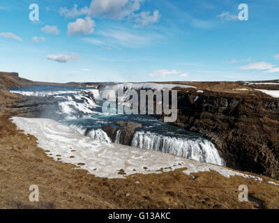 La cascata di Gullfoss, Islanda Foto Stock