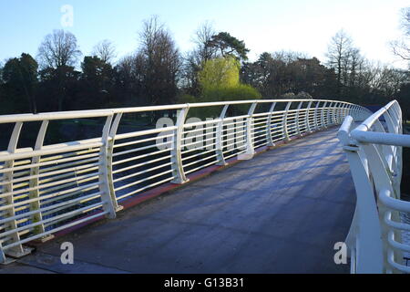 Il Millennium Bridge che attraversa il fiume Taff e collegamento di Sophia Gardens and Bute Park, Cardiff Wales, Regno Unito Foto Stock