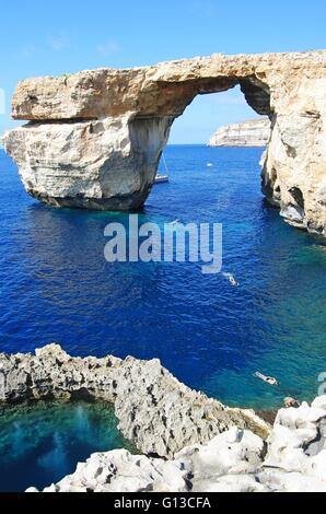 La finestra Azzurra e il Blue Hole sull isola di Gozo Foto Stock