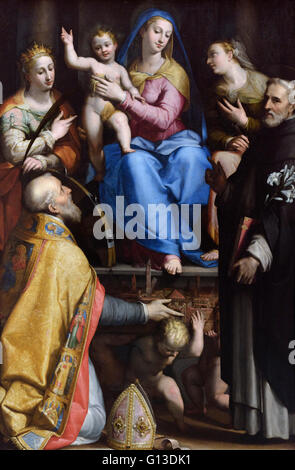 Lorenzo Sabbatini (ca.1530-1576), la Madonna in trono con Bambino, ca. 1570/73. Madonna in trono con th Foto Stock