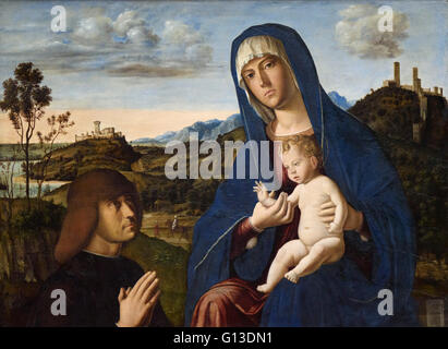 Cima da Conegliano (ca. 1459/60-1517/18), Maria e il Bambino e un donatore, ca. 1492/94. Maria mit dem K Foto Stock