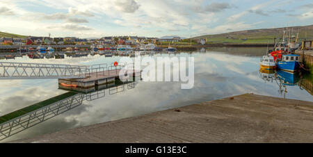 La mattina presto la tranquillità offrendo scenic riflessioni a Dingle Harbour, nella contea di Kerry, Repubblica di Irlanda. Foto Stock