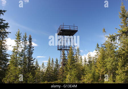 Abbandonata la piattaforma di sorveglianza sul Monte Röknölen, Värmland, Svezia. Foto Stock