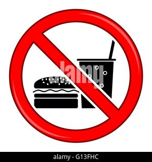 Il cibo non ammessi simbolo. Segnale di divieto Illustrazione Vettoriale